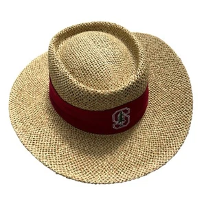 Sombrero de paja vintage de la Universidad de Stanford NUEVO con etiquetas logotipo de árbol - Imagen 1 de 8