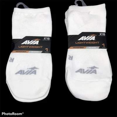 Pack de 2 calcetines ligeros Avia blancos para mujer talla 4-10 No Show nuevos con etiquetas Foto 1 de 4