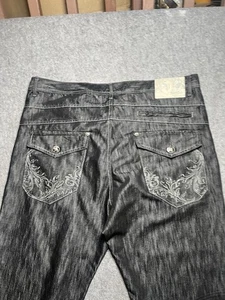 Pantalones de mezclilla Southpole vintage para hombre talla 44 negros premium holgados bordados Cyber Y2K - Imagen 1 de 11