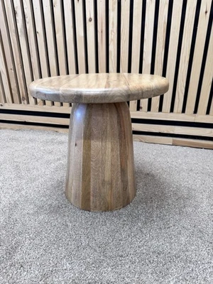 Furniture Village Side Table. Round Mango Wood, Contemporary, Natural RRP £395 - Image 1 of 4