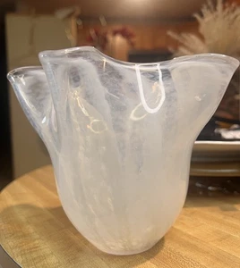 VTG Murano Italy Blown Glass Ruffled Opalescent Swirl Lamp Light Shade Globe 6” - Picture 1 of 14
