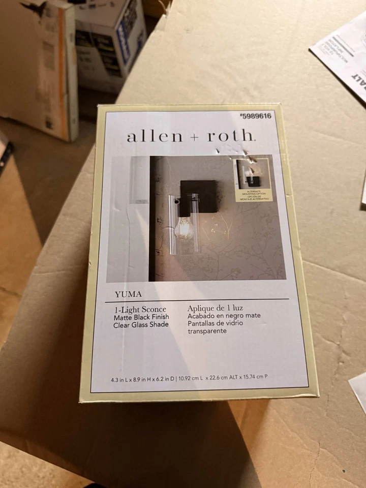allen + roth Yuma 4.33-in 1-Light Matte Black Vanity Light – Customer Return - Image 1 of 1