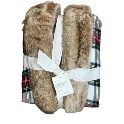 Bata Pottery Barn Stewart Tartán Cuadros Piel Sintética Borde Franela Talla Pequeña Nueva con Etiquetas Foto 1 de 4