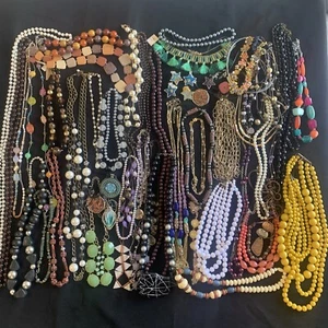 HUGE Vintage Jewelry Necklace Lot 6 Lbs 57 Pcs All Wearable Necklaces LBS135 - Picture 1 of 15