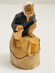 Bufanda de lunares vintage tallada a mano de madera para ancianos en cuclillas Japón - Imagen 1 de 9