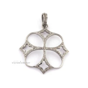 925 Sterling Silver Natural Diamond Pendent Cross Shape Pendent Fine Jewelry - Picture 1 of 4