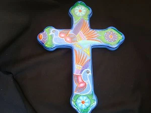 Wall decor , hand painted Cross,  Mexican Pottery Art,  - Picture 1 of 3