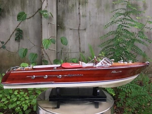 1:16 Red Riva Aquarama Wooden Model 21'' Speed Boat Ship Gift Decoration - Picture 1 of 9