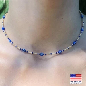 Fashion Women Chain Jewelry Necklace Evil Eye Luck Amulet Protect Beads 1673 - Picture 1 of 2