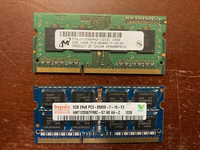 Micron  MT8JSF25664HZ-1G1D1, Hynix HMT125S6BFR8C-G7 2GB DDR3 PC3-8500S RAM - Image 1 of 3