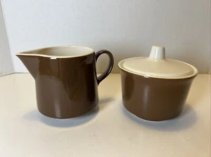 Royal China Cavalier Ironstone Casa Del Sol Creamer & Sugar Set Brown & Cream - Picture 1 of 12