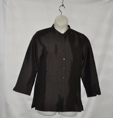 Jaqueta Linea by Louis Dell'Olio Faux Shantung gola redonda tamanho 8 café expresso - Imagem 1 de 2