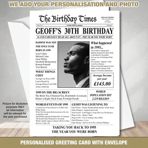 1995 30º FOTO PERSONALIZADA UK Facts Cumpleaños Año Nacido 151 - Imagen 1 de 4