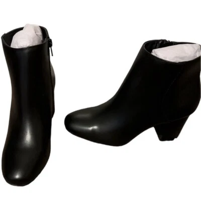 "Botas cortas Fioni nuevas sin etiquetas imitación cuero negro con tacón de 3"" talla 9" Foto 1 de 4