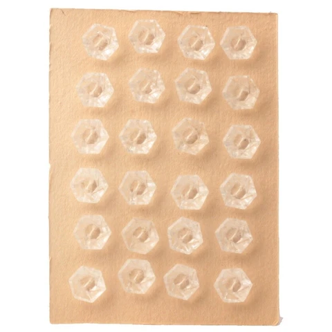 Card (24) 12mm Czech Vintage 1920´s hexagon crystal depression glass buttons Cover