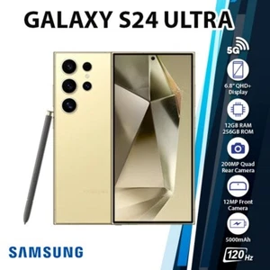 Samsung Galaxy S24 Ultra 5G Android Cell Phone (Yellow, 12GB+256GB, Dual SIM) - Picture 1 of 6