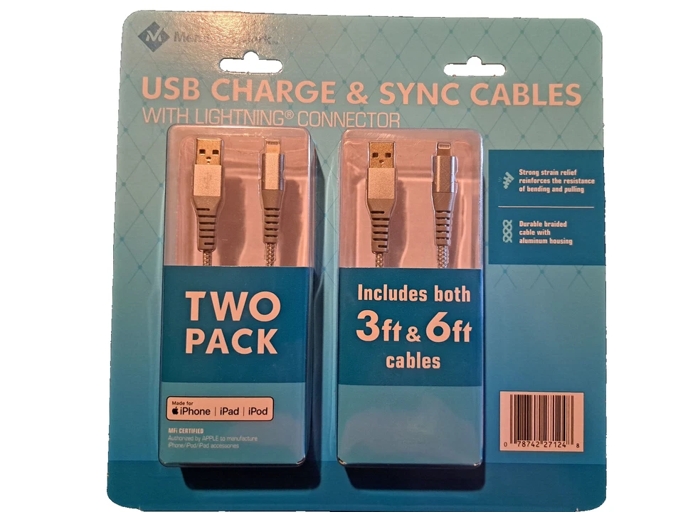 Member's Mark Apple USB Type A-to-lightning 3ft and 6ft Cables