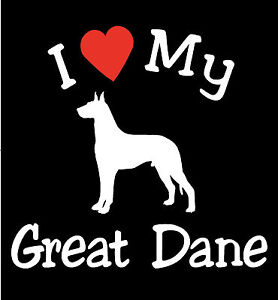 Pair of I Love My Dog GREAT DANE Pet Car Decals Stickers Ready to Apply