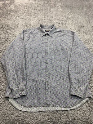 Camisa De Colección Berkley Hombres XL Verde Oliva Geométrica Argyle Manga Larga Abotonada Años 80 Foto 1 de 4