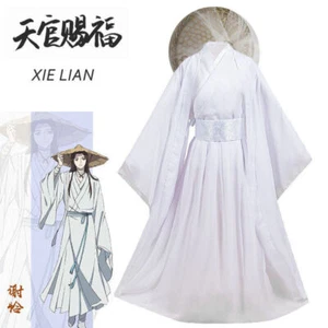 Heaven Official’s Blessing Xie Lian White Hanfu Cosplay Costume Hat Outfit Set - Picture 1 of 9
