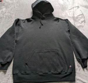 VTG Jerzees Hoodie Mens L Faded Black Blank Sweatshirt Grunge Drawstring USA - Picture 1 of 17