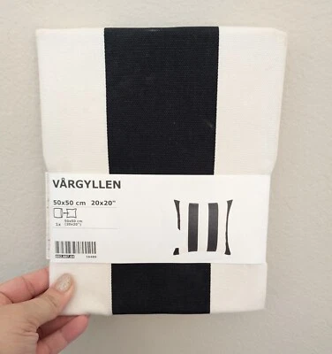 Ikea pillow cover Vargyllen 20x20 black white thick striped modern decor NEW - Image 1 of 4