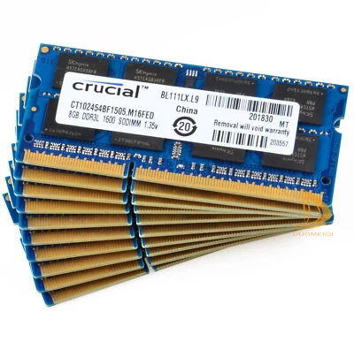 Crucial 10x 8GB 2Rx8 PC3L-12800S SODIMM RAM Laptop Memory Intel DDR3L 1600Mhz - Image 1 of 4