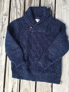 Cat&Jack Navy Blue Shawl Collar Sweater Button Knit Cotton Blend Size 2T Toddler - Picture 1 of 11