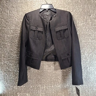 Ellen Tracy открытый передний с подкладкой блейзер размер 2 черный полиэстер смесь карманы новый с Ярлыками - Изображение 1 из 4