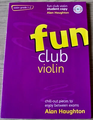 ALAN HOUGHTON FUN CLUB VIOLIN GRADE 1-2 SHEET MUSIC BOOK STUDENT COPY +CD (2003) - Image 1 of 4