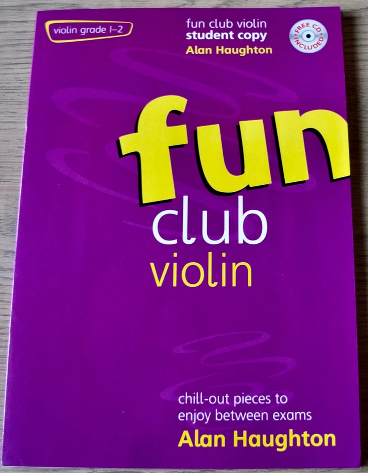 ALAN HOUGHTON FUN CLUB VIOLIN GRADE 1-2 SHEET MUSIC BOOK STUDENT COPY +CD (2003) - Image 1 of 4