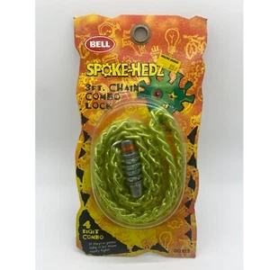 Vintage Bell Sports Spoke Hedz 3 Ft Bike Chain Combo Lock Sealed Yellow Green - Picture 1 of 4