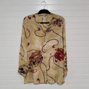 Citron Silk Asian Inspired Button Up Tunic Top Art to Wear Modern Contemporary - Picture 1 of 11