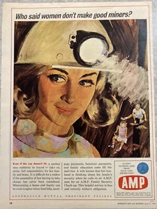 AMP Women & Mining 1960's Original Vintage Retro Print Ad  - Imagen 1 de 5