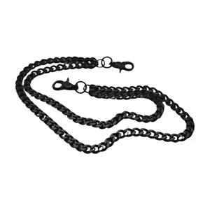 Men Wallet Chain KeyChain Rocker Strong Black Metal Long Links Biker 2 Strands - Picture 1 of 10