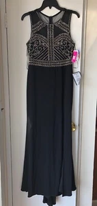 R&M Richards Morgan&Co Gown Prom Formal Dress Black 10P Chronoarc - Picture 1 of 4