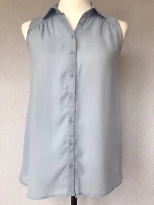 New Look Women’s Blouse Top Size 6 Blue Sleeveless Collared Casual - Image 1 of 4