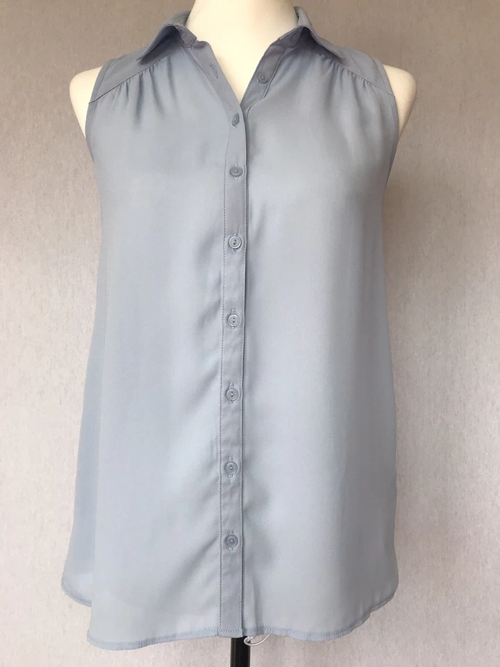 New Look Women’s Blouse Top Size 6 Blue Sleeveless Collared Casual - Image 1 of 4