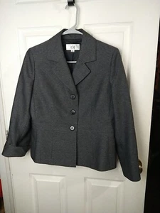 LeSuit Woman 10P Blazer Grey Three Button Slit Sleeve Prof Career Office Wear - Picture 1 of 9