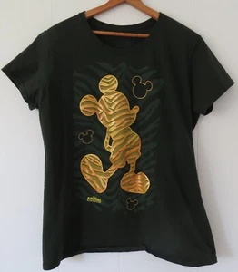 WALT DISNEY WORLD ANIMAL KINGDOM MICKEY MOUSE Girls Green Gold T-Shirt XL - Picture 1 of 5