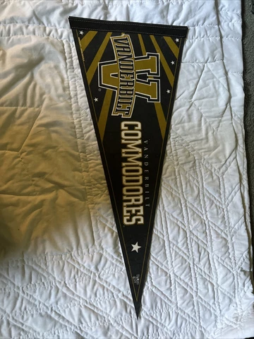Vintage NCAA Vanderbilt Commodores Full Size Black, Gold, & White Felt Pennant Cover