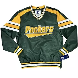GREEN BAY PACKERS Jacket By STARTER Size MEDIUM Green Pullover Side Zip Nylon - Picture 1 of 13
