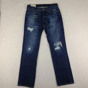 Hollister Jeans Mens 31x32 Blue Classic Straight Leg Distress Dark Wash Denim - Picture 1 of 15