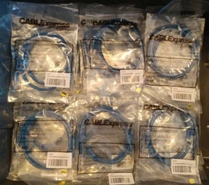 Lot 73 ct CableExpress 3 ft Category 6 Blue Patch Cord (UTP) Gold Plated New - Photo 1/2