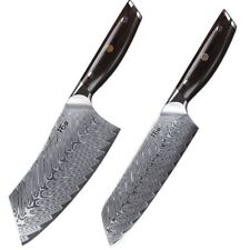 2Pcs Cleaver Santoku Knife Japanese VG10 Damascus Steel couteau de cuisine chef