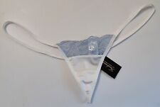 NWT FREDERICK'S OF HOLLYWOOD WHITE SMOOTH BLUE LACE MINI TINY V STRING PANTIES
