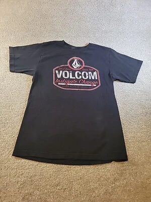 Vintage Y2K Volcom T-Shirt Mens MED Logo Stone Black Skate Surf Short Sleeve - Image 1 of 4