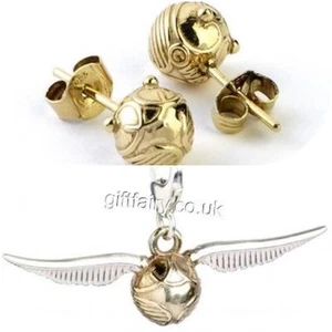 Offizielles echtes Harry Potter Sterlingsilber goldener Schnitter Nieten & Charm Set - Bild 1 von 1