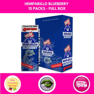ROYAL BLUNTS Hemparillo BLUEBERRY rolling papers Full Box 15 Packs FREE TRACKED DELIVERY