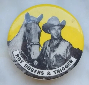 Roy Rogers & Trigger Pinback botón vintage años 50 - Imagen 1 de 2